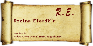 Rozina Elemér névjegykártya